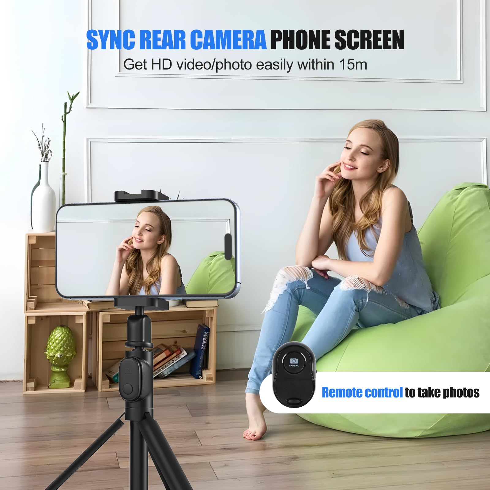 Apekx 5'' Vlog Selfie Monitor Screen - Wireless/Wired Streaming For Iphone And Android, Low Latency, With Magnetic Clip-On Mount